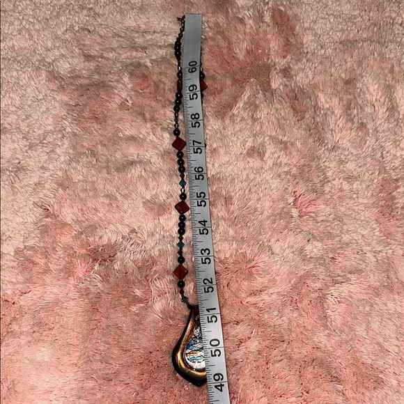 Elegant Brown and teal glass  Necklace - Picture 3 of 6